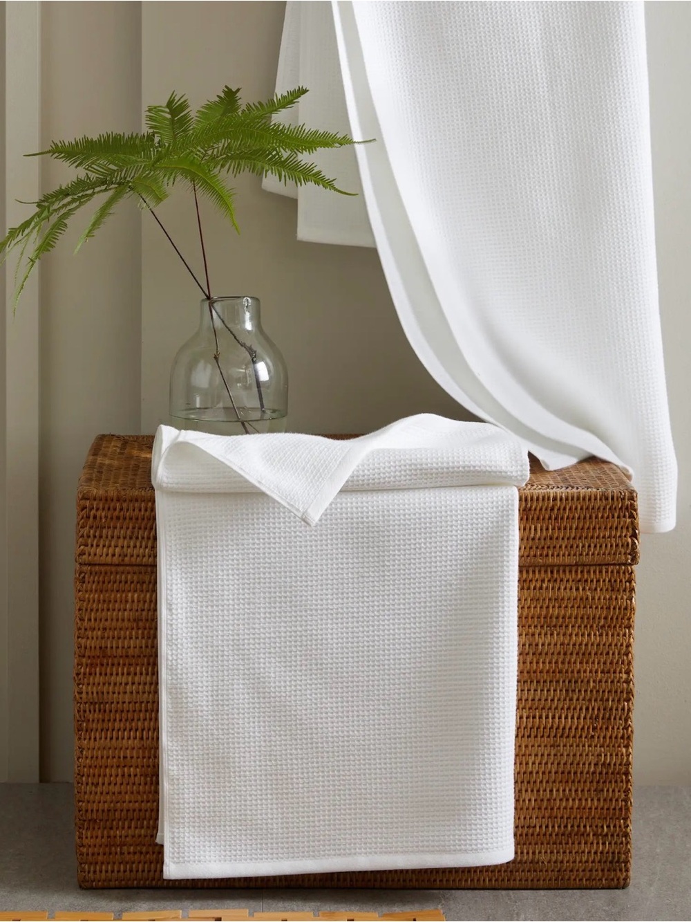 Quince Turkish Waffle Terry Bath Towels in white, set of 2 - Picture 2 of 3
